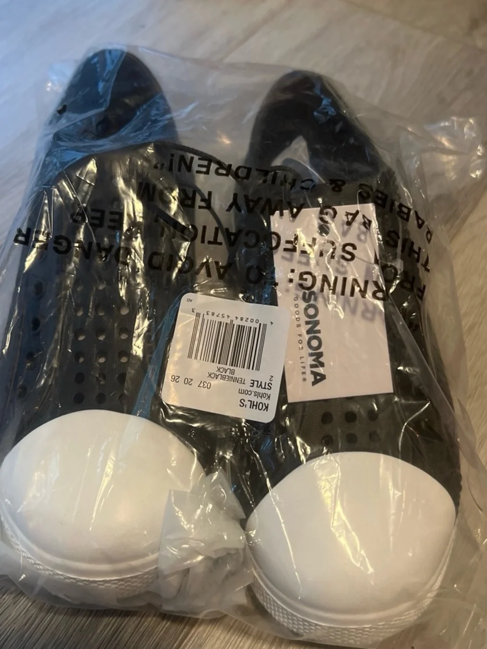 Sonoma Black Slip-On Water Shoes with White Toe Caps